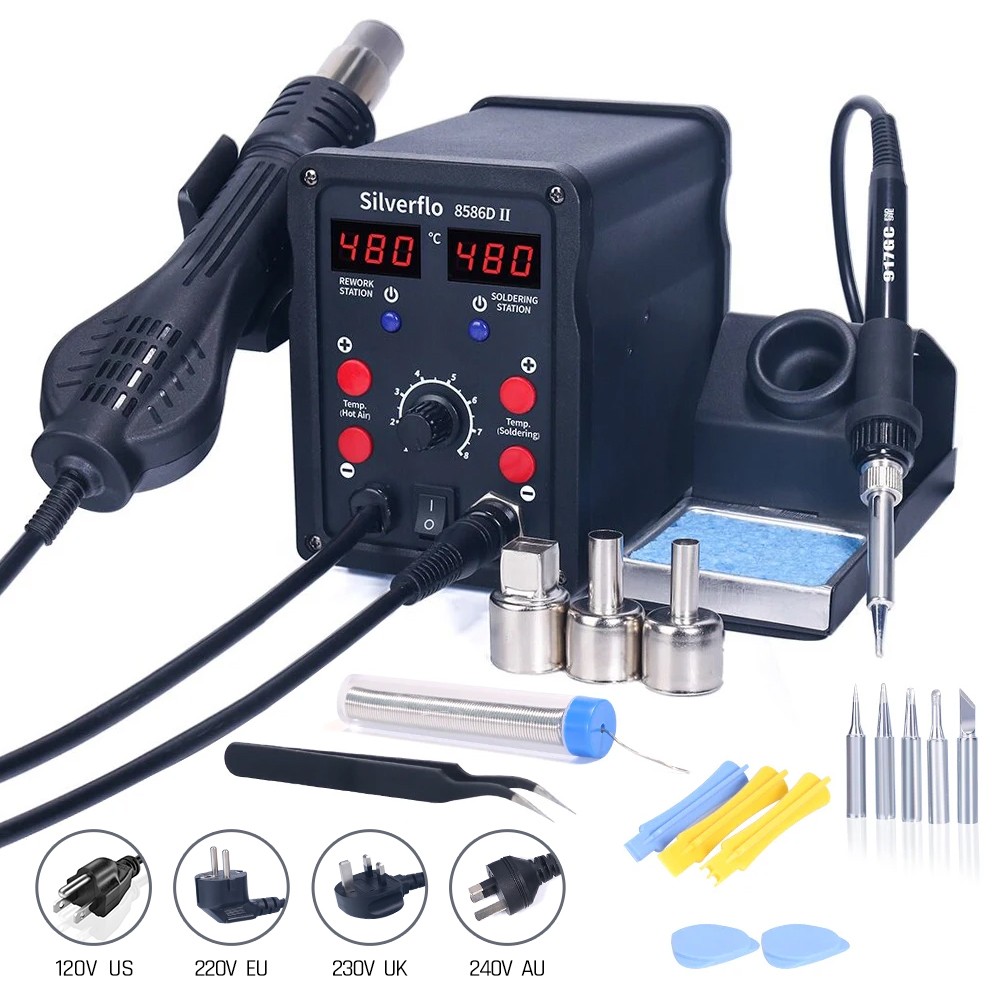 Hot Air Rework Station - Silverflo 8586D Soldering Station 2 IN